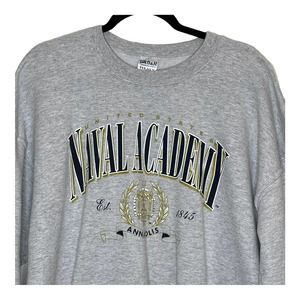 Naval Academy US NAVY Annapolis Vintage Mens Gray Sweatshirt Adult Sz XL